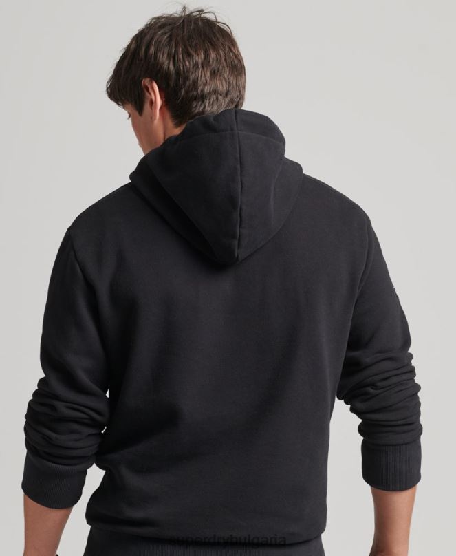 Superdry облекло N00H5169 черен мъже ретро работна качулка с лого на корпорацията
