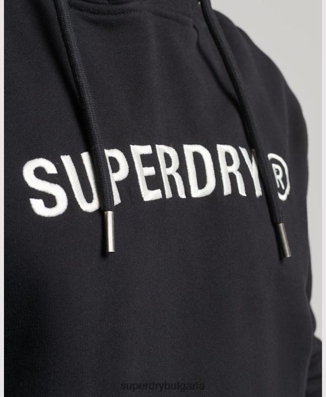 Superdry облекло N00H5169 черен мъже ретро работна качулка с лого на корпорацията