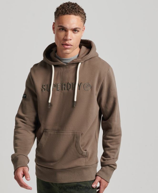 Superdry облекло N00H5170 каки мъже ретро работна качулка с лого на корпорацията
