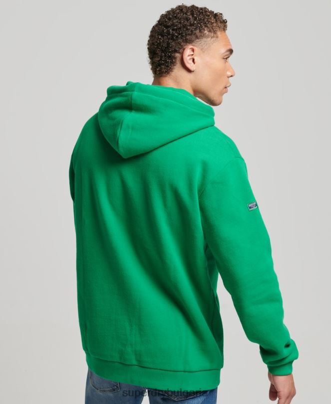 Superdry облекло N00H5177 зелено мъже суичър с лого с бродирана тонална основа
