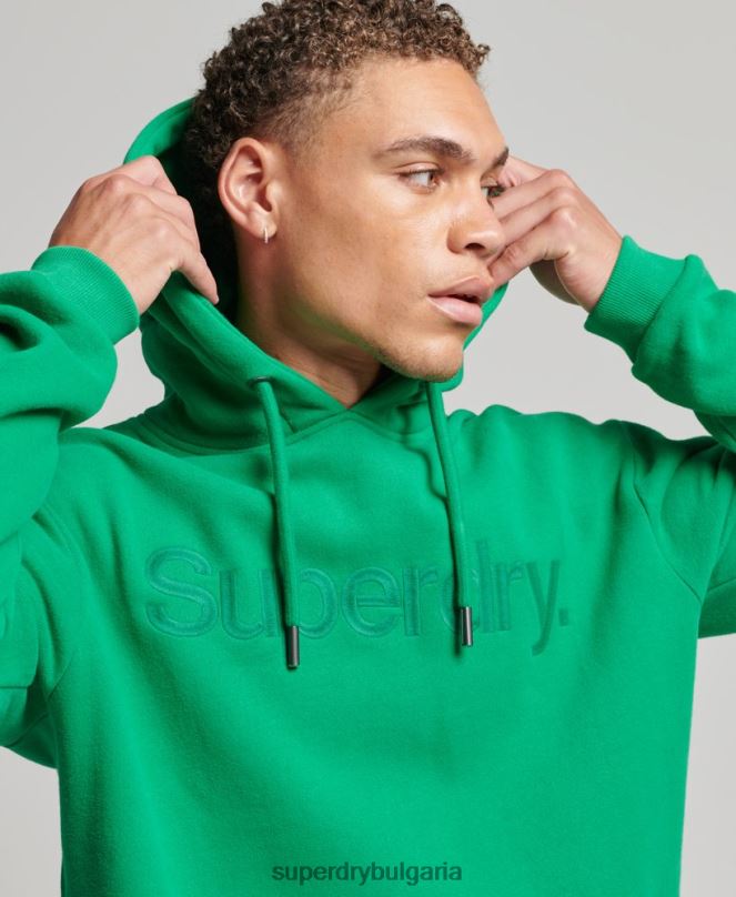 Superdry облекло N00H5177 зелено мъже суичър с лого с бродирана тонална основа