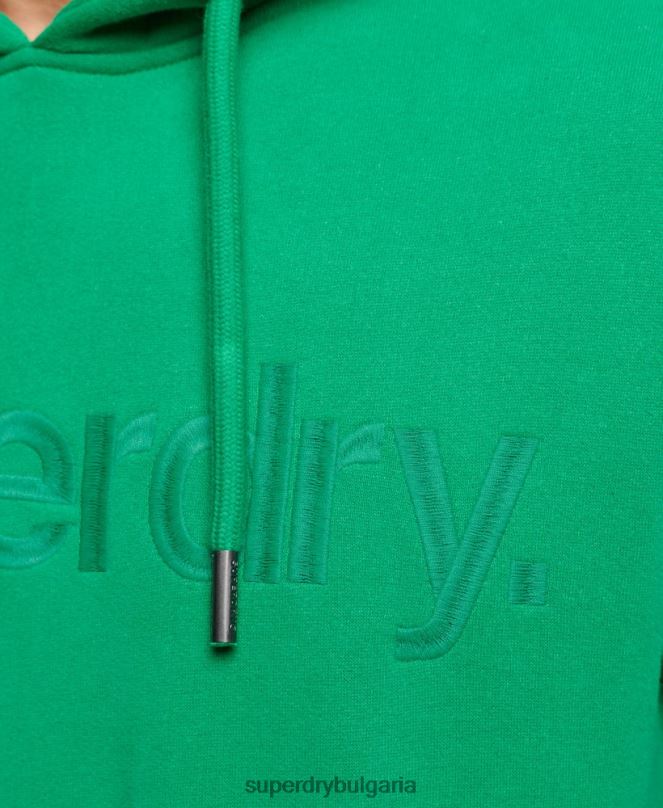 Superdry облекло N00H5177 зелено мъже суичър с лого с бродирана тонална основа