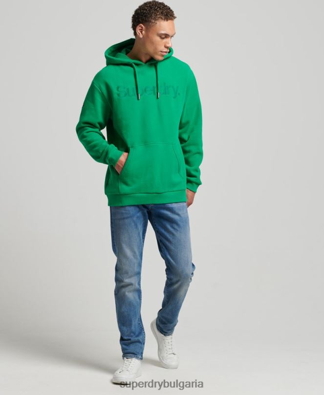 Superdry облекло N00H5177 зелено мъже суичър с лого с бродирана тонална основа