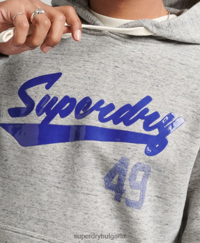 Superdry облекло N00H5178 сиво мъже ретро атлетичен градски hoodie