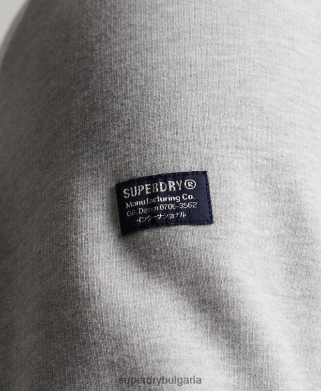 Superdry облекло N00H5179 сиво мъже суитшърт marl crew с корпоративно лого