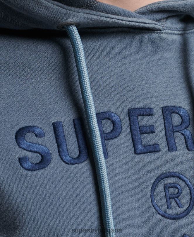 Superdry облекло N00H5180 военноморски флот мъже кодово лого дреха боядисана широка качулка