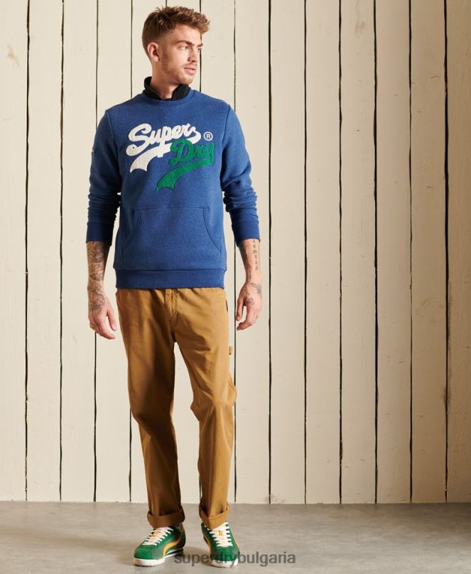 Superdry облекло N00H5181 син мъже винтидж суичър с лого source crew