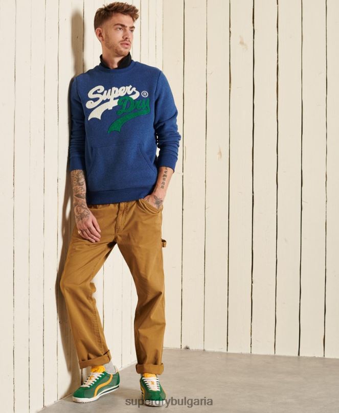 Superdry облекло N00H5181 син мъже винтидж суичър с лого source crew