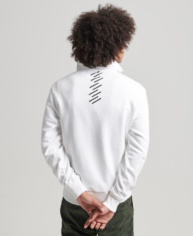 Superdry облекло N00H5182 бяло мъже спортен суичър с половин цип с кодово ядро