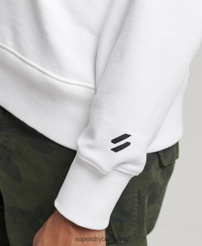 Superdry облекло N00H5182 бяло мъже спортен суичър с половин цип с кодово ядро