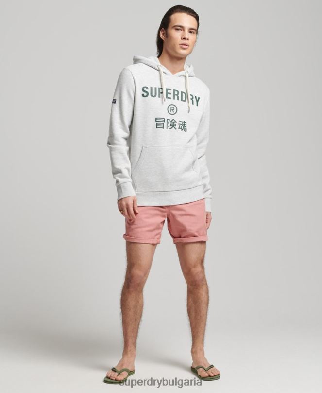 Superdry облекло N00H5184 светло сив мъже винтидж качулка с корпоративно лого