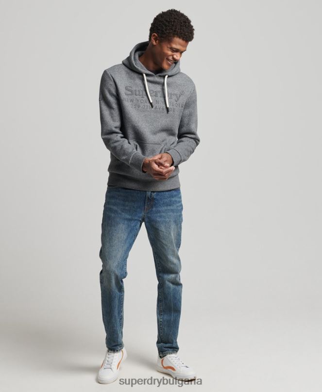 Superdry облекло N00H5189 тъмно сив мъже качулка в тон