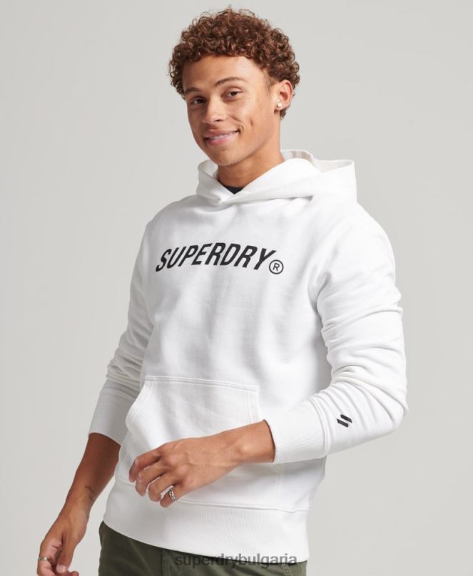 Superdry облекло N00H5191 бяло мъже спортна качулка с кодово ядро