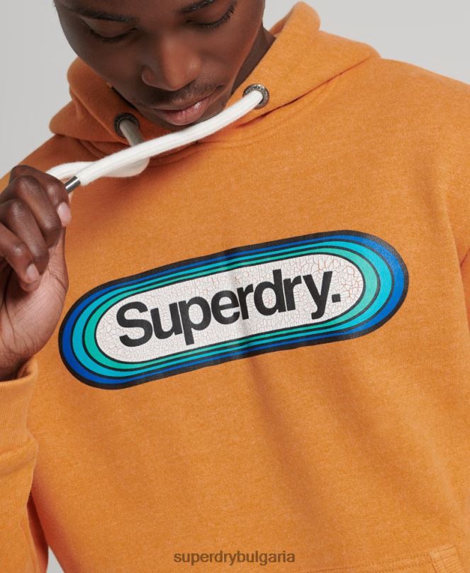 Superdry облекло N00H5195 жълто мъже сезонна качулка с винтидж основно лого