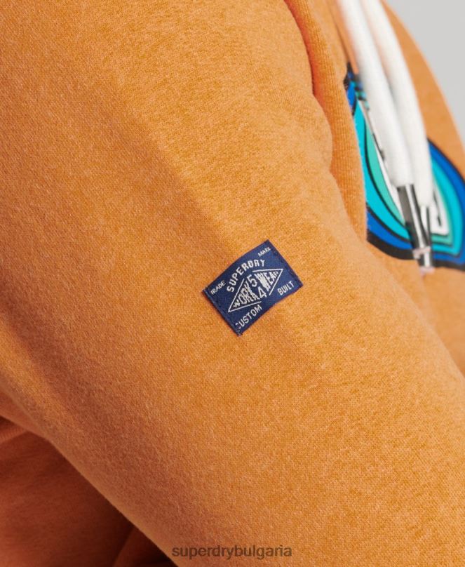 Superdry облекло N00H5195 жълто мъже сезонна качулка с винтидж основно лого