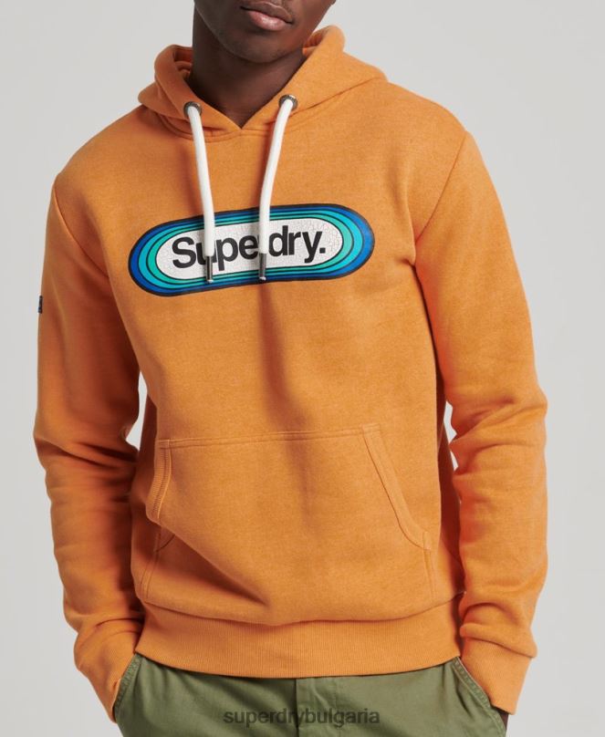 Superdry облекло N00H5195 жълто мъже сезонна качулка с винтидж основно лого