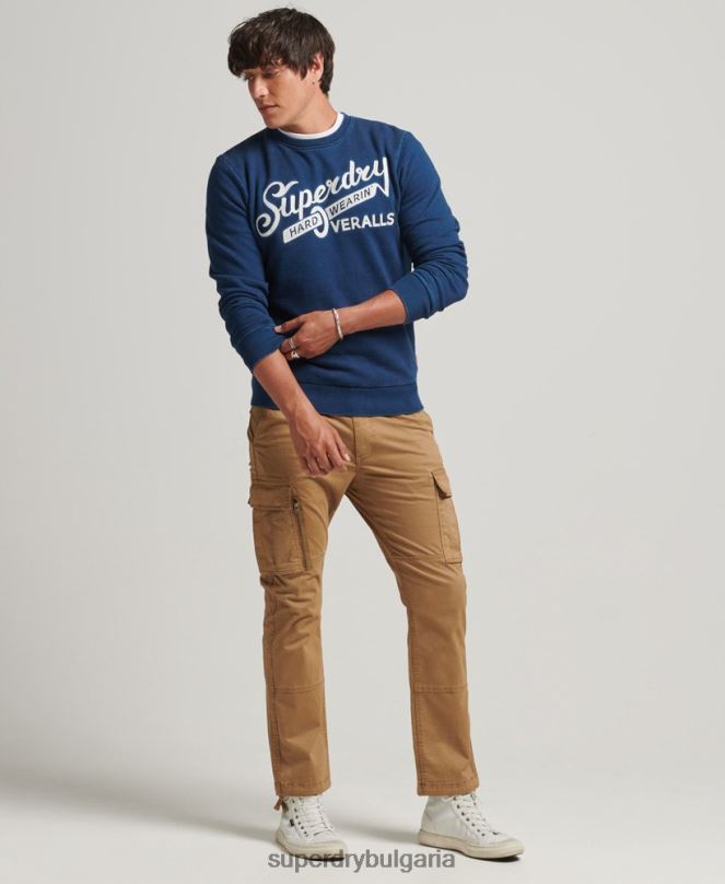Superdry облекло N00H5198 син мъже стенен суичър crew