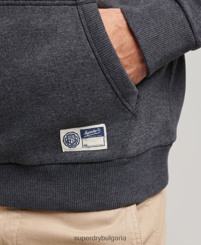 Superdry облекло N00H5200 тъмно сив мъже колежанско суичър с винтидж сценарий