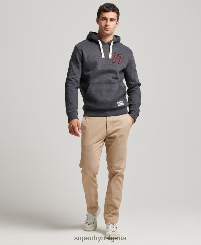 Superdry облекло N00H5200 тъмно сив мъже колежанско суичър с винтидж сценарий