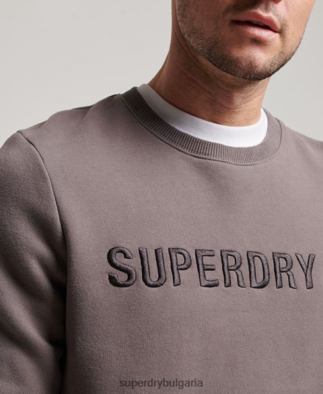 Superdry облекло N00H5203 тъмно сив мъже суитшърт за работен екип с лого на корпорацията