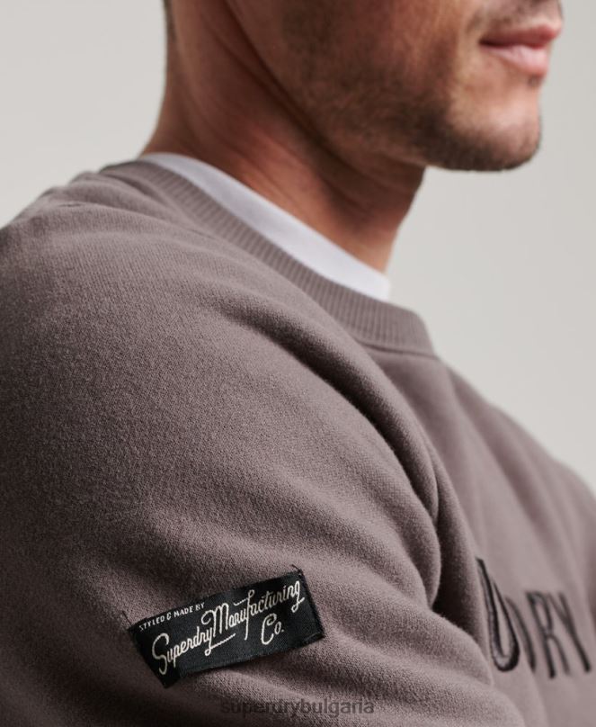 Superdry облекло N00H5203 тъмно сив мъже суитшърт за работен екип с лого на корпорацията