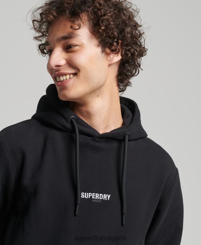 Superdry облекло N00H5206 черен мъже широка качулка с бродирано микро лого