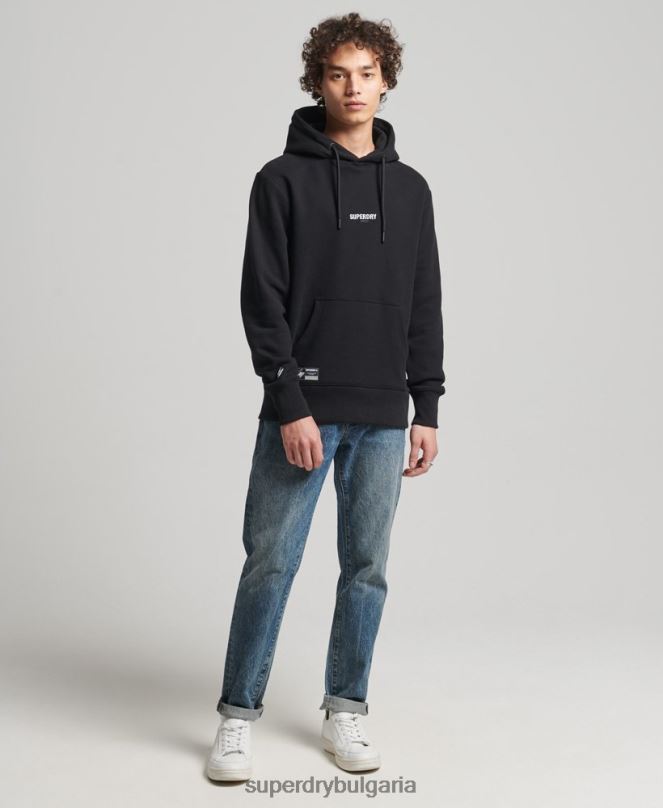 Superdry облекло N00H5206 черен мъже широка качулка с бродирано микро лого