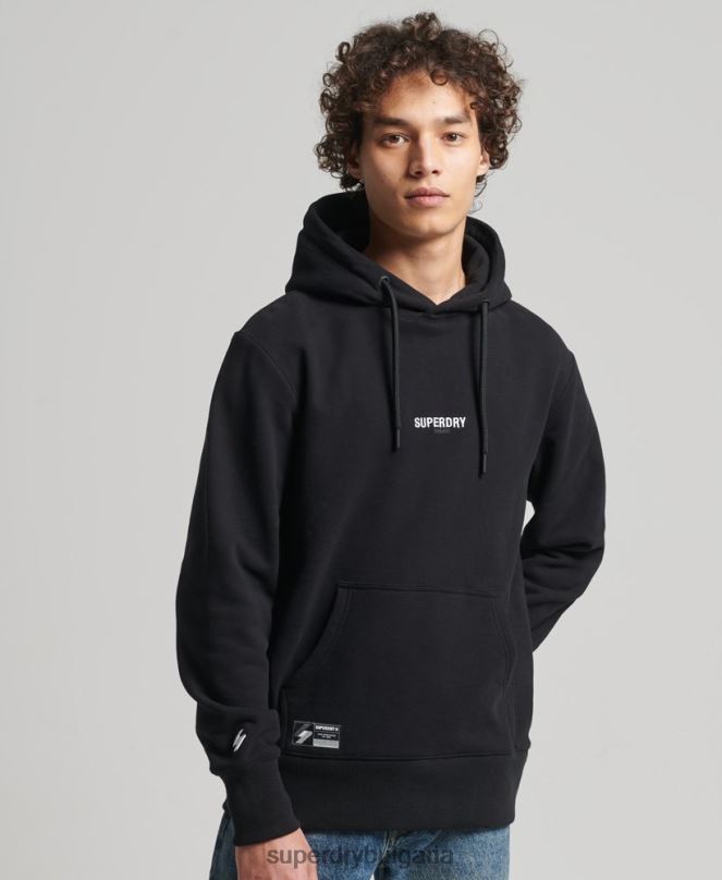 Superdry облекло N00H5206 черен мъже широка качулка с бродирано микро лого