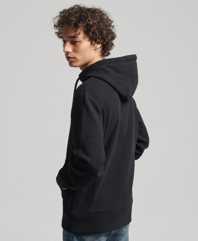 Superdry облекло N00H5206 черен мъже широка качулка с бродирано микро лого