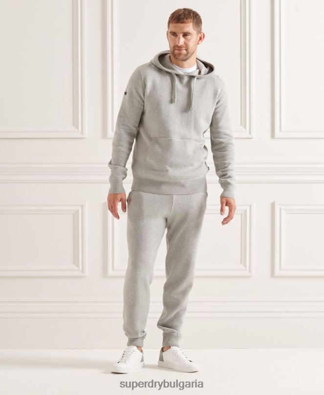 Superdry облекло N00H5207 светло сив мъже суичър с качулка от органичен памук