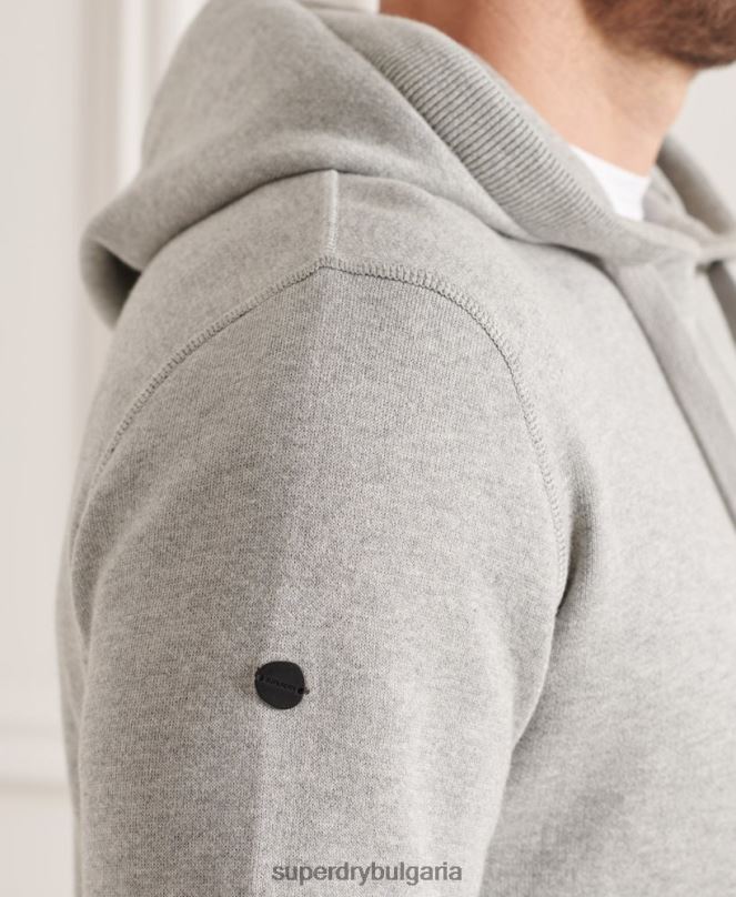Superdry облекло N00H5207 светло сив мъже суичър с качулка от органичен памук