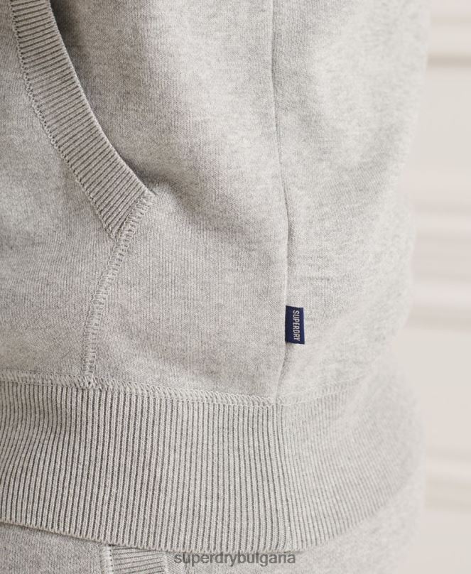 Superdry облекло N00H5207 светло сив мъже суичър с качулка от органичен памук