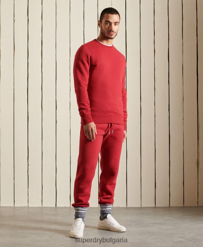 Superdry облекло N00H5210 червен мъже ретро бродиран суичър на екипажа с лого