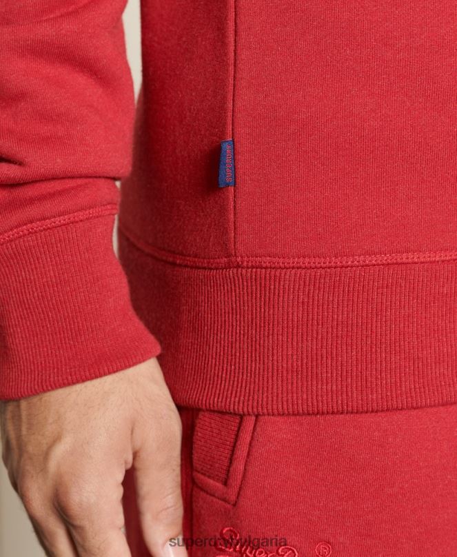 Superdry облекло N00H5210 червен мъже ретро бродиран суичър на екипажа с лого