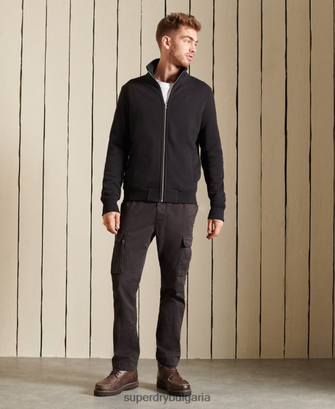 Superdry облекло N00H5211 черен мъже горнище с цип и ретро лого от органичен памук