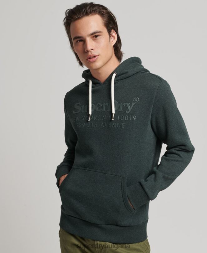Superdry облекло N00H5212 зелено мъже качулка в тон