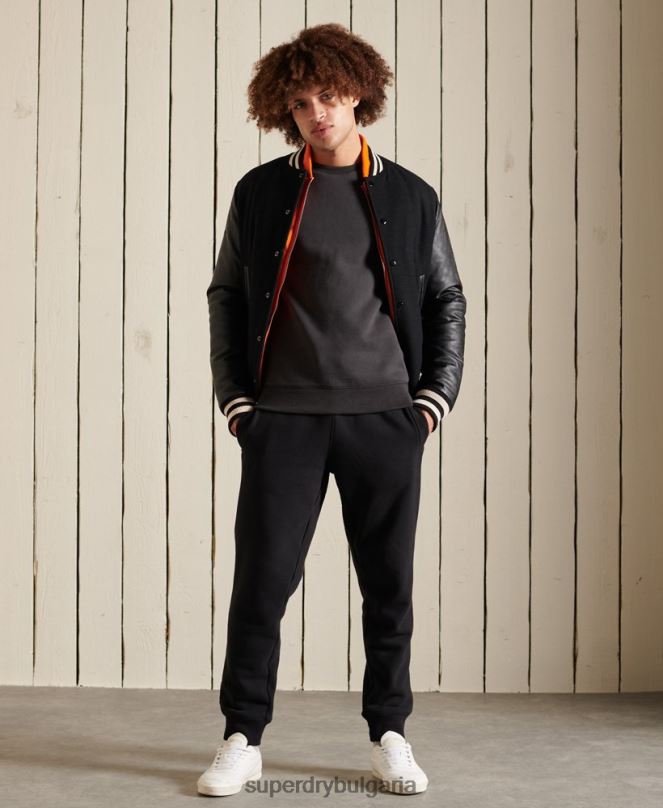 Superdry облекло N00H5214 тъмно сив мъже ретро бродиран суичър на екипажа с лого