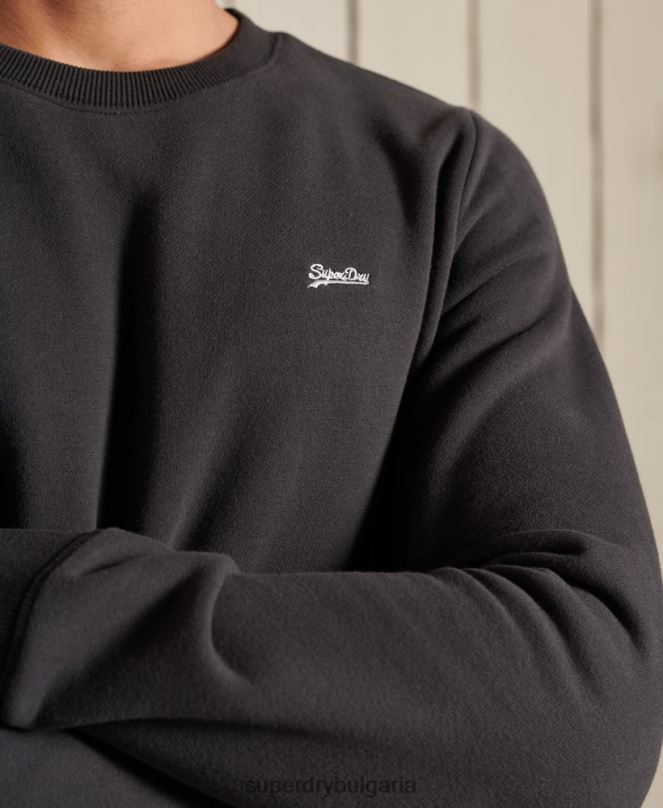 Superdry облекло N00H5214 тъмно сив мъже ретро бродиран суичър на екипажа с лого