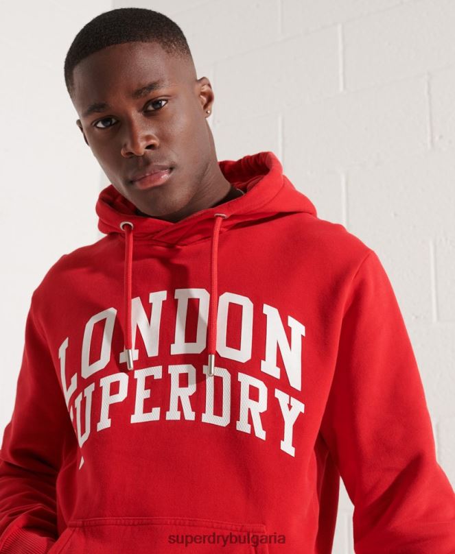Superdry облекло N00H5215 червен мъже качулка за градски колеж