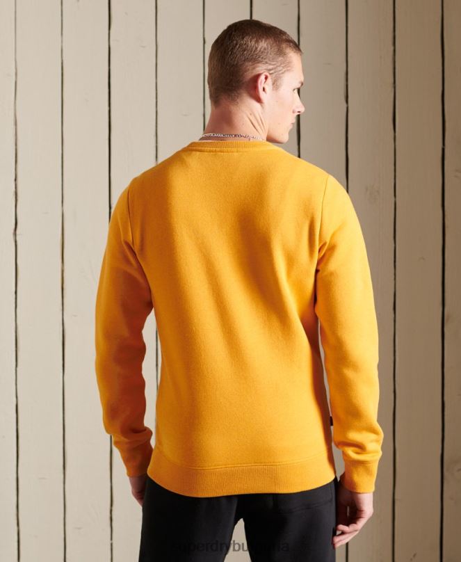 Superdry облекло N00H5218 жълто мъже ретро бродиран суичър на екипажа с лого
