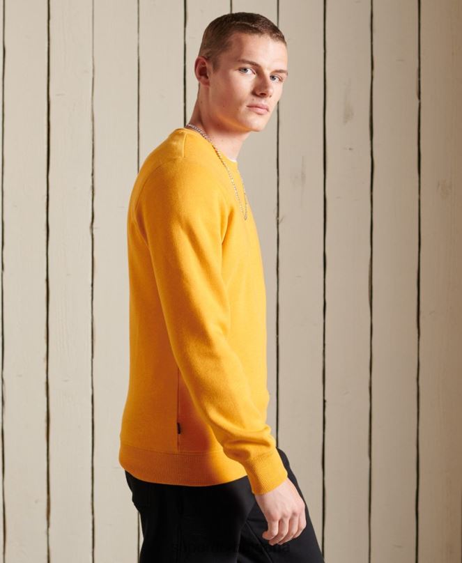 Superdry облекло N00H5218 жълто мъже ретро бродиран суичър на екипажа с лого