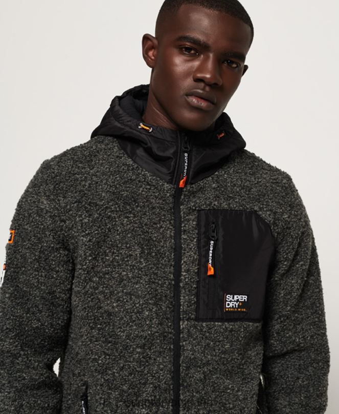 Superdry облекло N00H5219 тъмно сив мъже суичър с цип за планински шерпи