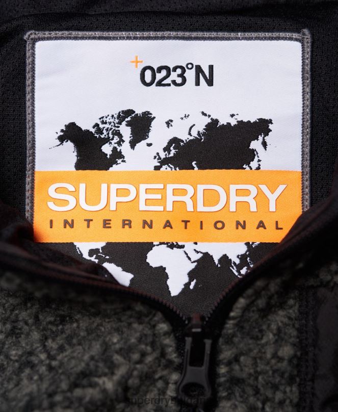 Superdry облекло N00H5219 тъмно сив мъже суичър с цип за планински шерпи