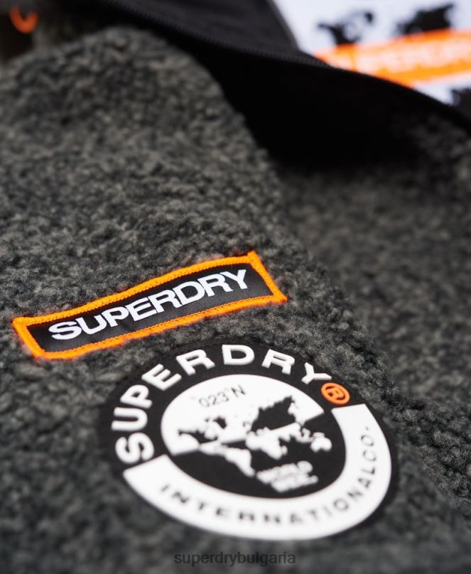 Superdry облекло N00H5219 тъмно сив мъже суичър с цип за планински шерпи