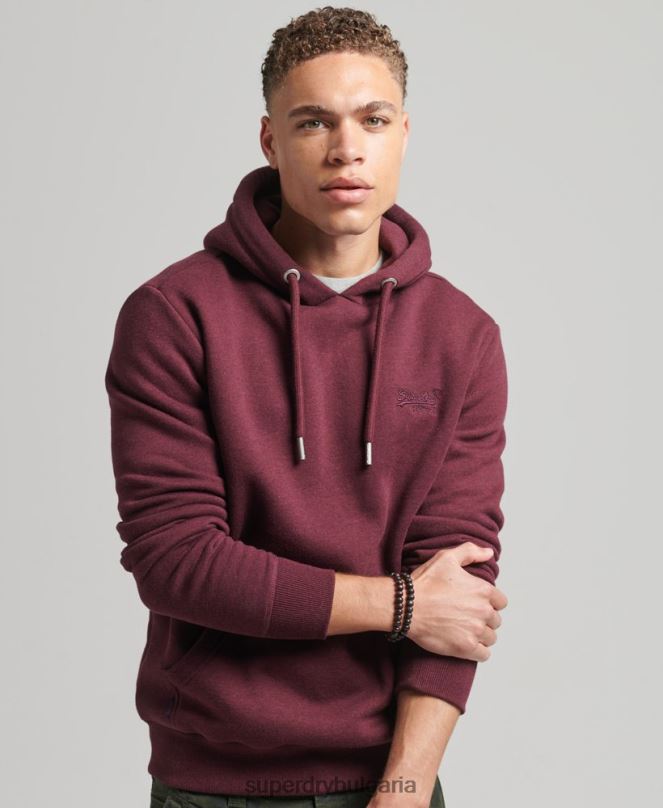 Superdry облекло N00H522 червен мъже суичър с лого от органичен памук