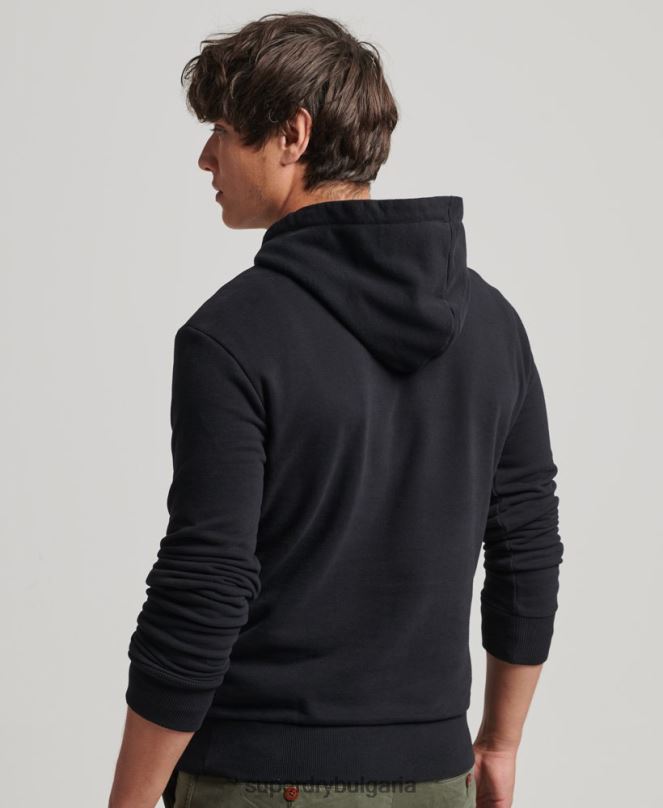 Superdry облекло N00H5223 черен мъже ретро лого наследство качулка