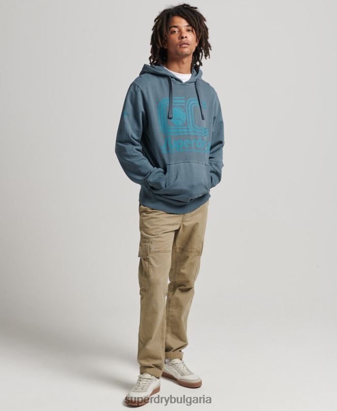 Superdry облекло N00H5225 военноморски флот мъже спортна клубна качулка