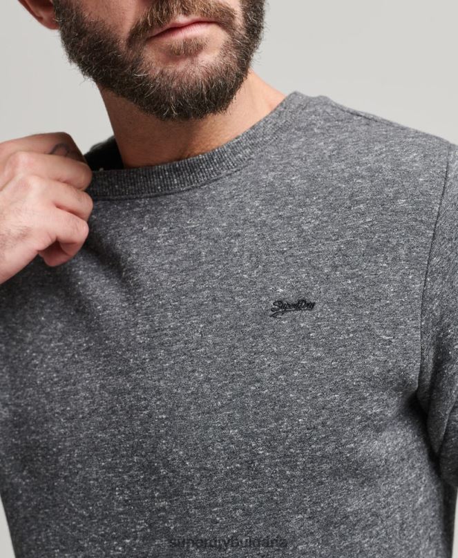 Superdry облекло N00H5226 тъмно сив мъже органичен памук есенциален лого екипаж суичър