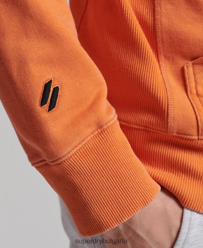Superdry облекло N00H5227 оранжево мъже кодово лого дреха боядисана широка качулка