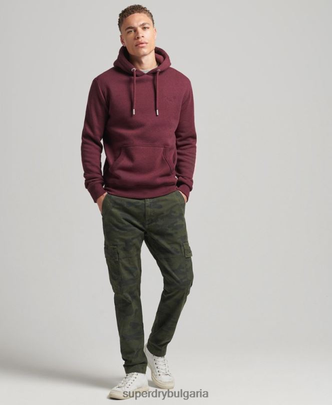 Superdry облекло N00H522 червен мъже суичър с лого от органичен памук